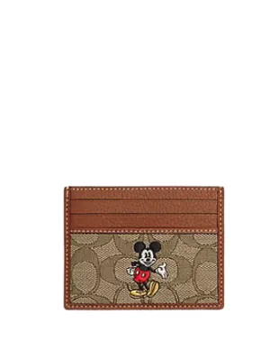 Coach Disney X Coach Slim Id Card Case In Signature Jacquard With Mickey Mouse Print Coach Bags