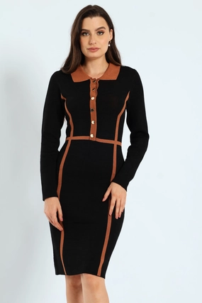 Comfortable apparel Preppy Panelled Knitwear Dress Clothing assortments