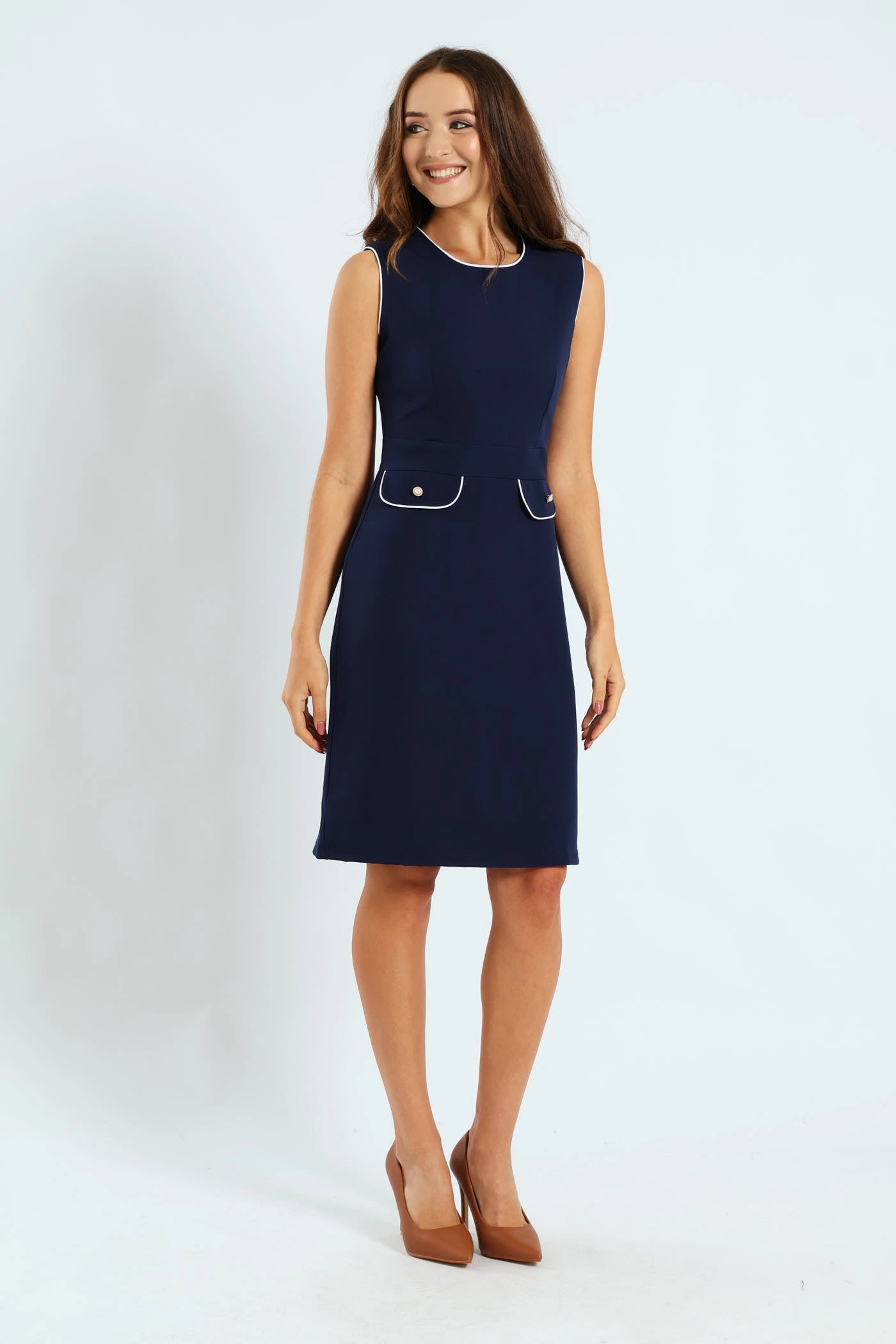 Wardrobe staples Contrast A-Line Dress - Navy/White Free shipping offers