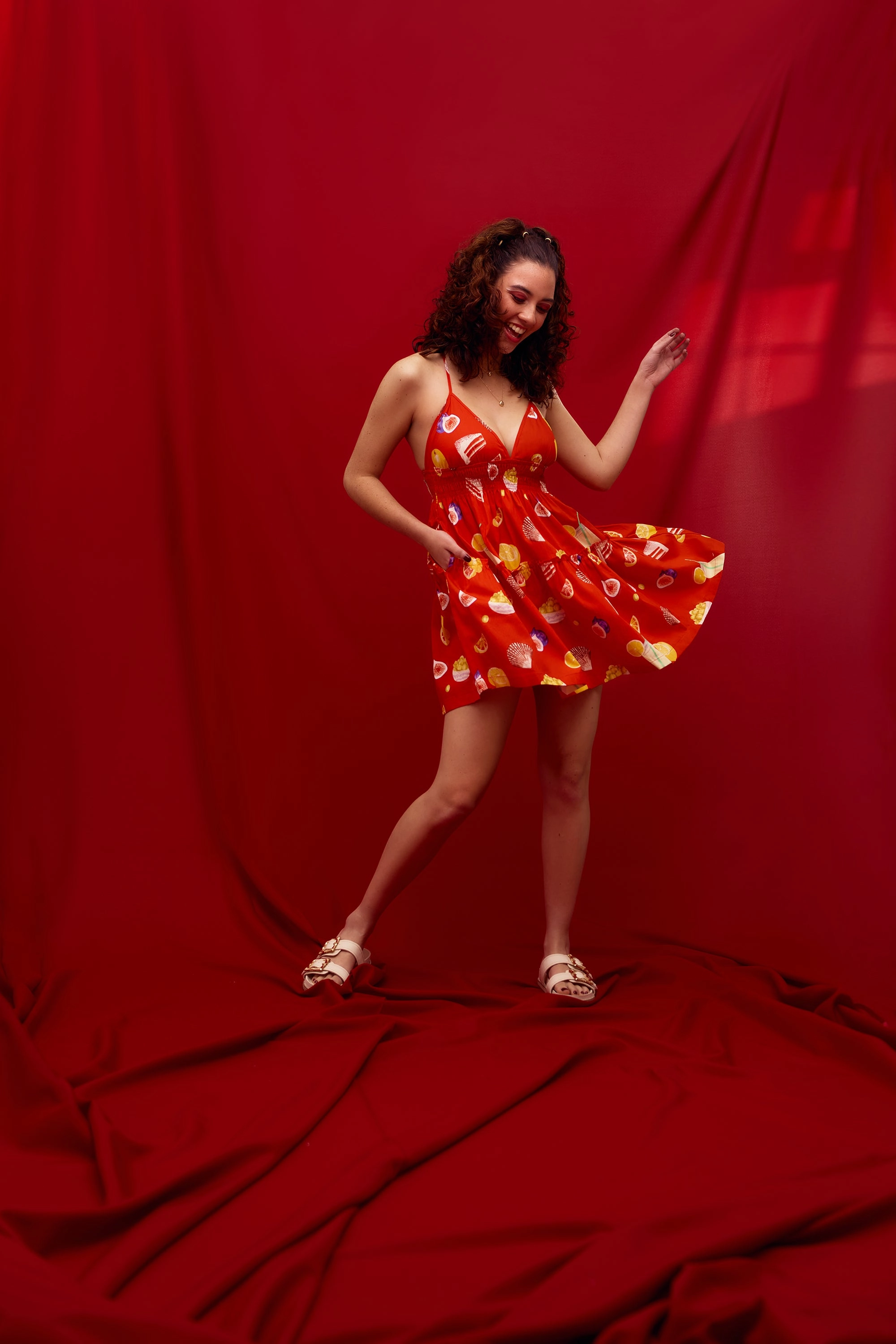 Convo Babydoll Pocket Dress - Red Fashion catalog Polyester - used fashion