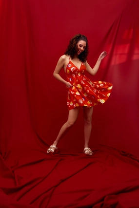 Convo Babydoll Pocket Dress - Red Fashion catalog Polyester - used fashion