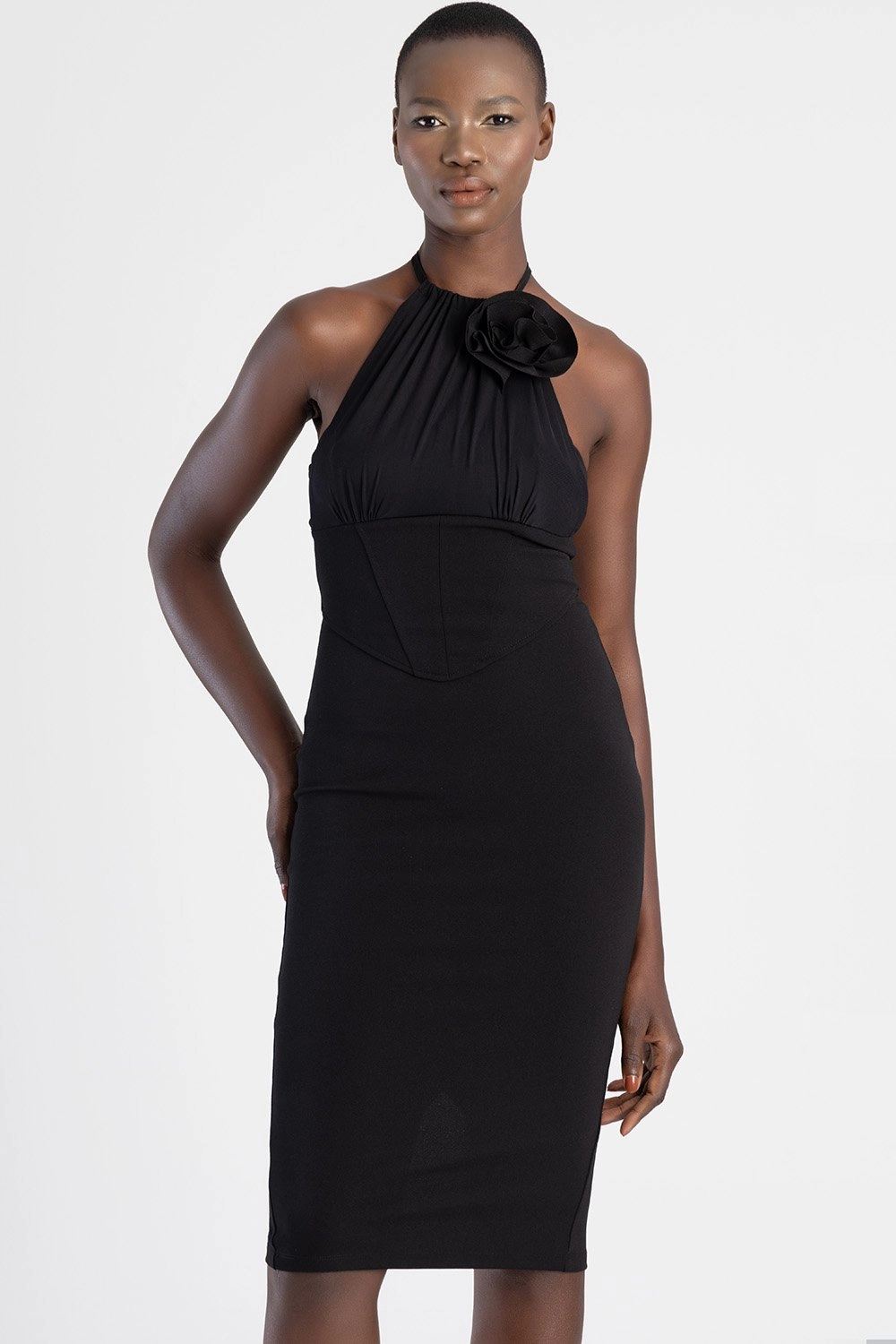 Corset Halter Midi Dress - Black Popular fashion picks Fashion bloggers' picks