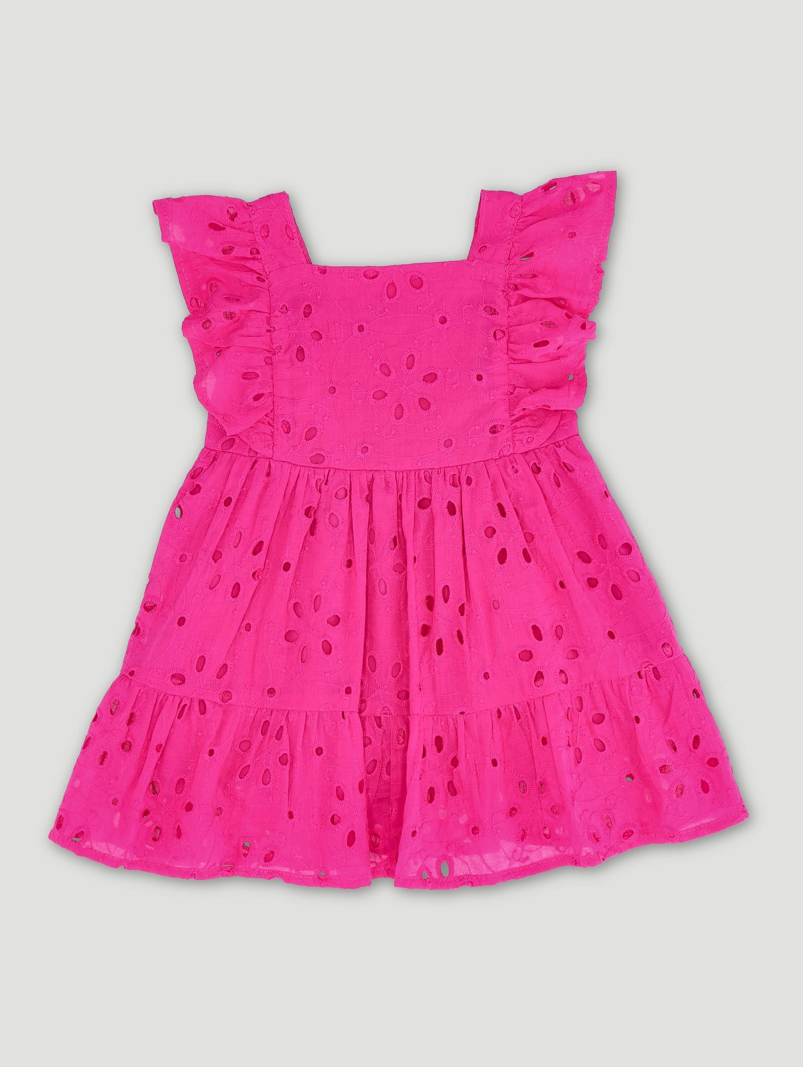 Sustainable fashion Baby Girls Anglaise Dress - Cerise Sustainable fashion