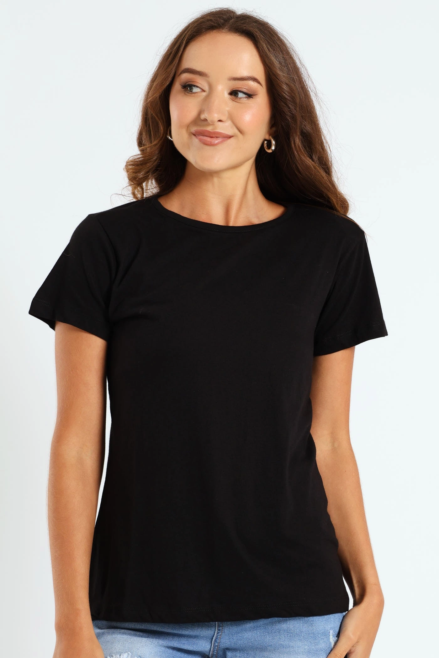 Crew Neck Modal Tee - Black