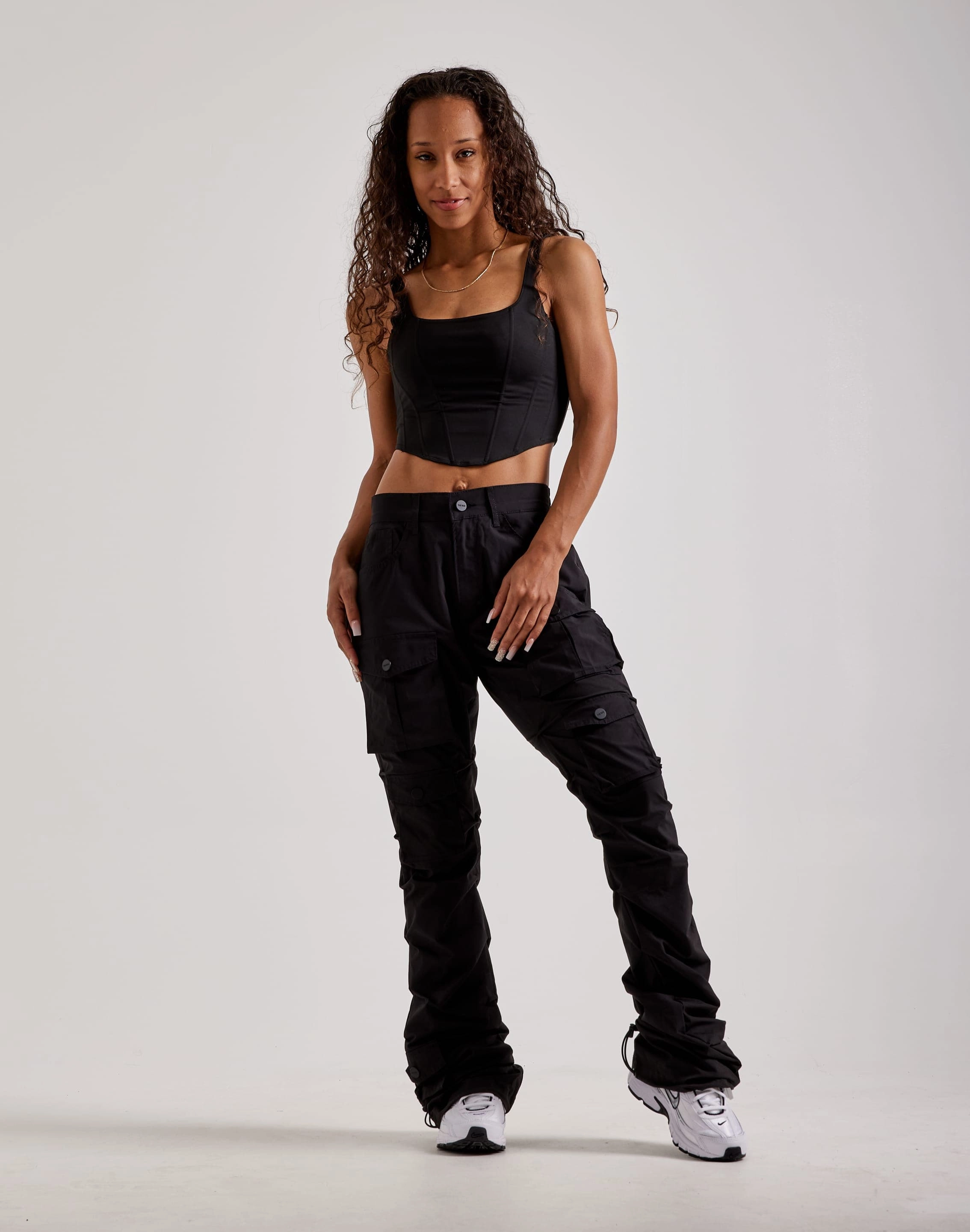 Fashion sizes Smoke Rise High-Rise Stacked Nylon Cargo Pants Athleisure fashion