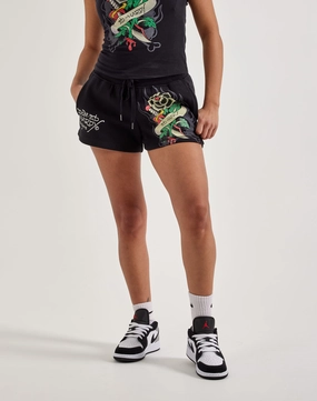 Designer fashion items Ed Hardy Black Rose Fleece Shorts Popular fashion picks