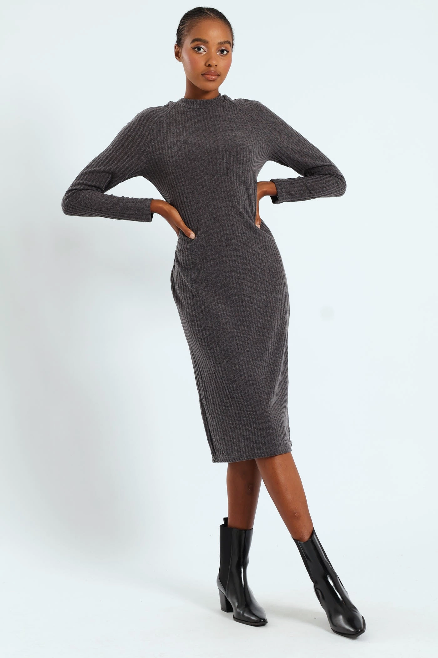 Designer fashion items Raglan Turtleneck Cut & Sew Column Midaxi Dress Vintage - inspired fashion