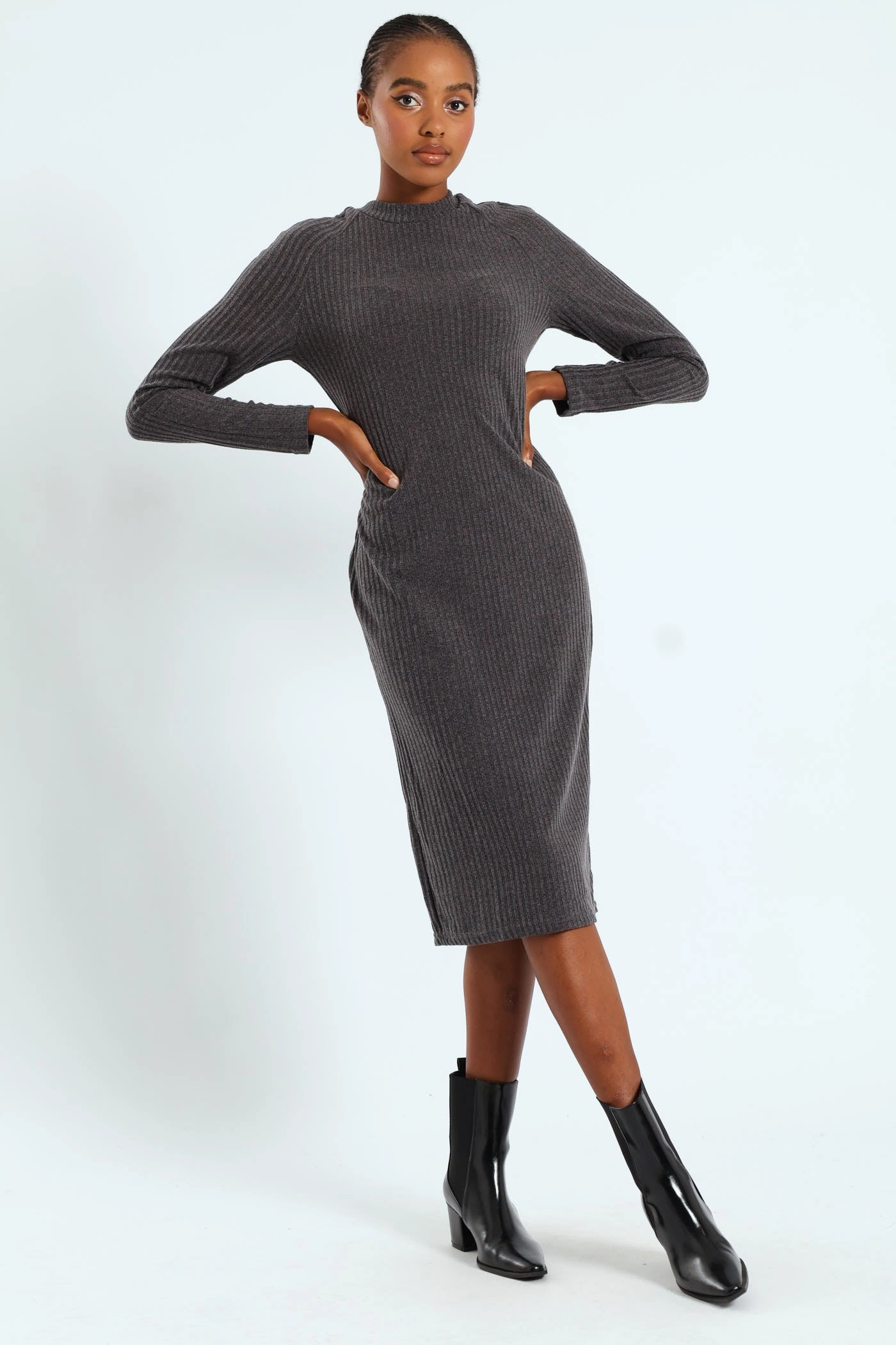 Raglan Turtleneck Cut & Sew Column Midaxi Dress Fashion bloggers' picks Seasonal wear