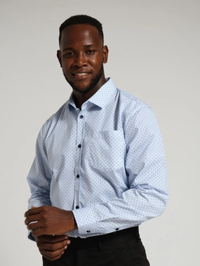 Ditsy Stripe Shirt - Blue Athleisure fashion Clothing and accessories