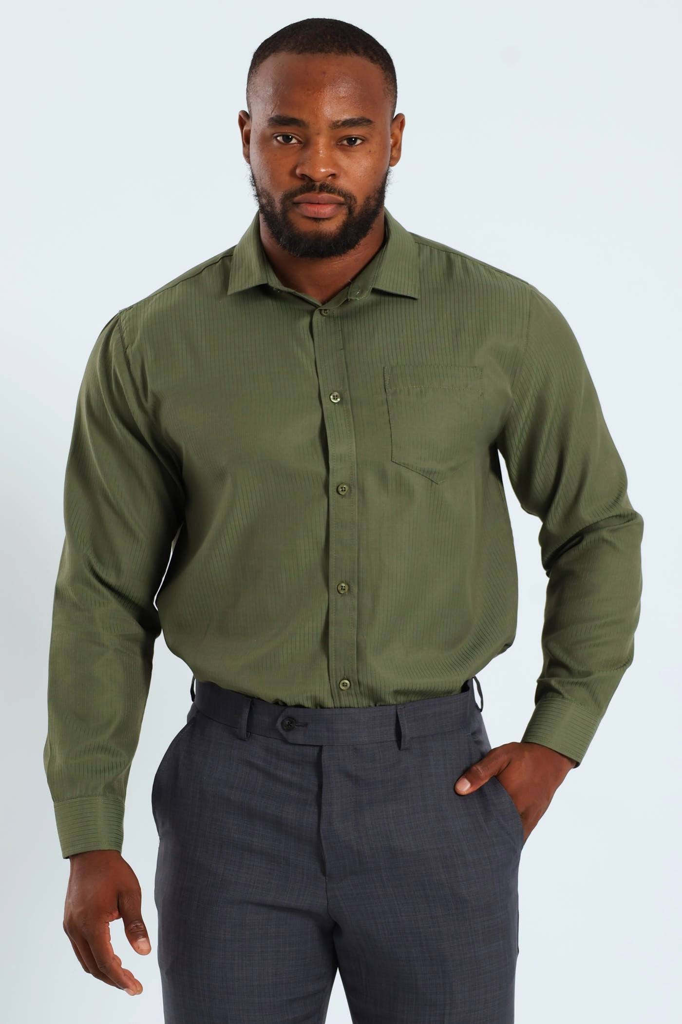 Dobby Shirt - Olive Workwear options Cotton - made fashion