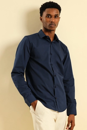 Easy Care Long Sleeve Shirt - Navy Fashion on sale Fashion influencers' recommendations