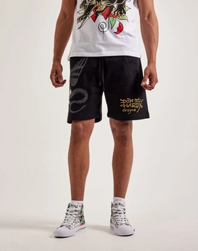 Ed Hardy Dagger Rose Fleece Shorts Smart casual wear Preppy style items
