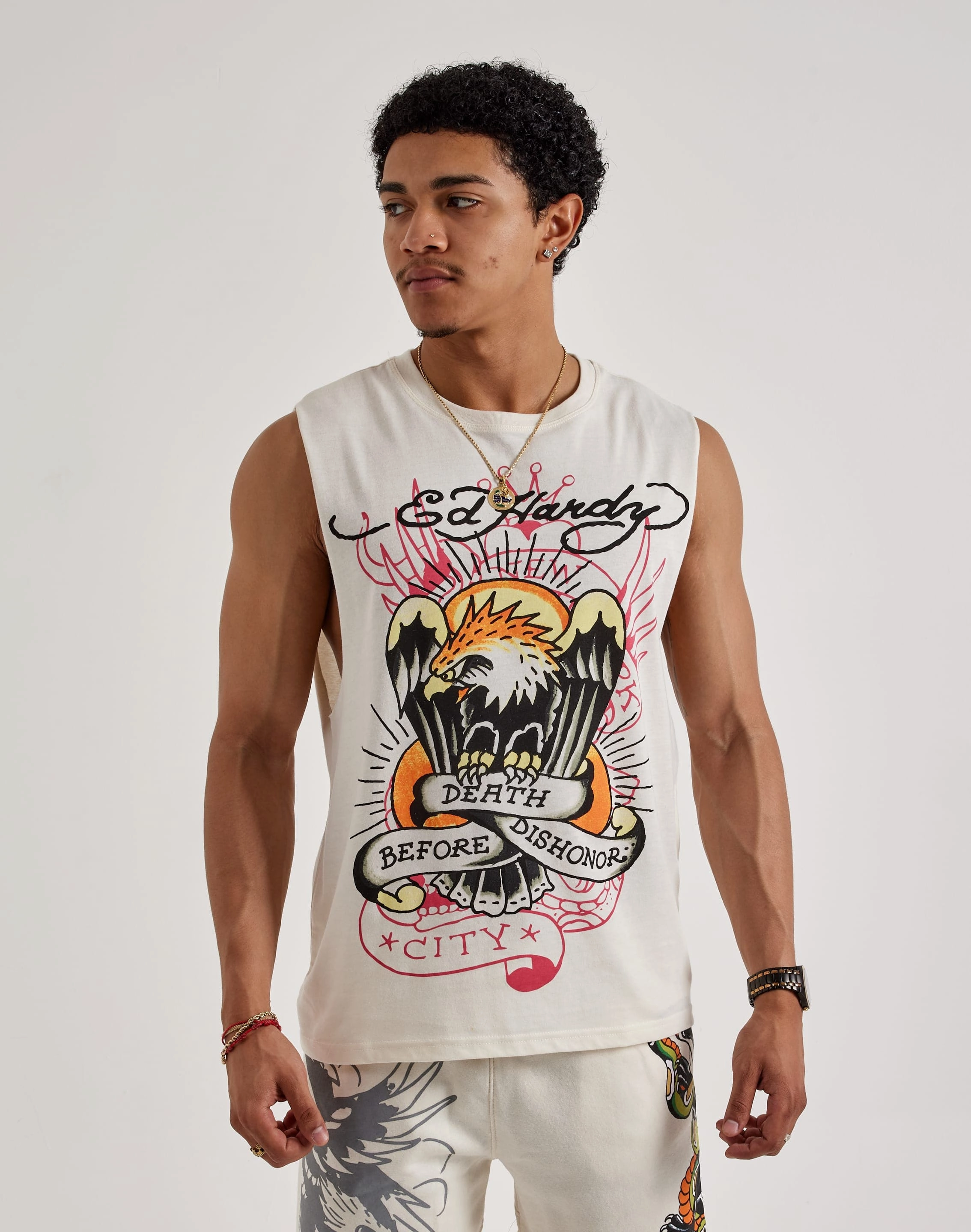 Ed Hardy Death Before Dishonor Eagle Sleeveless Tee Fashion labels Swimwear selections