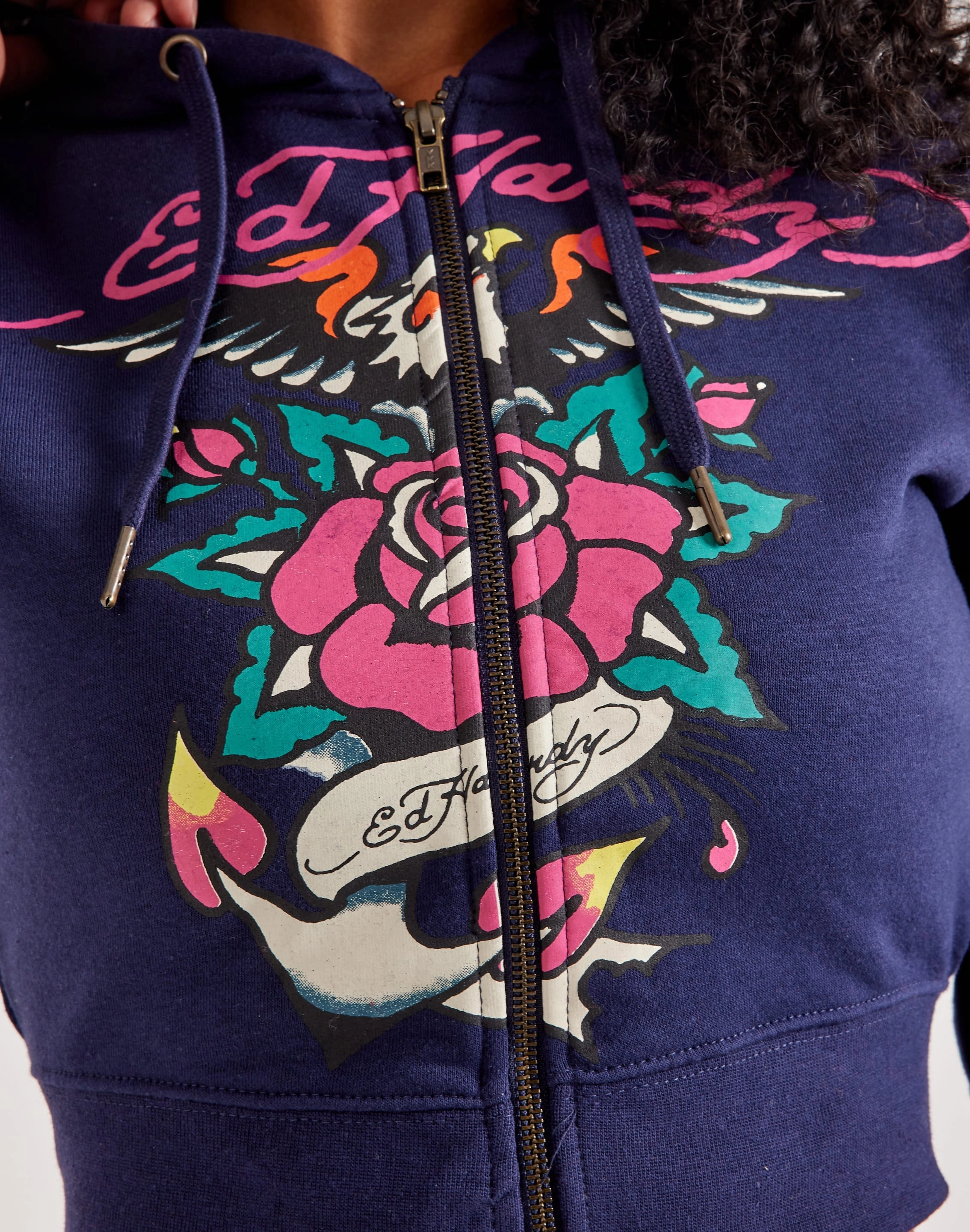Ed Hardy Eagle Rose Full-Zip Fleece Hoodie Preppy style items