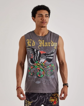 Ed Hardy Eagle Snake Sleeveless Tee Casual wear options Fashion influencers' recommendations