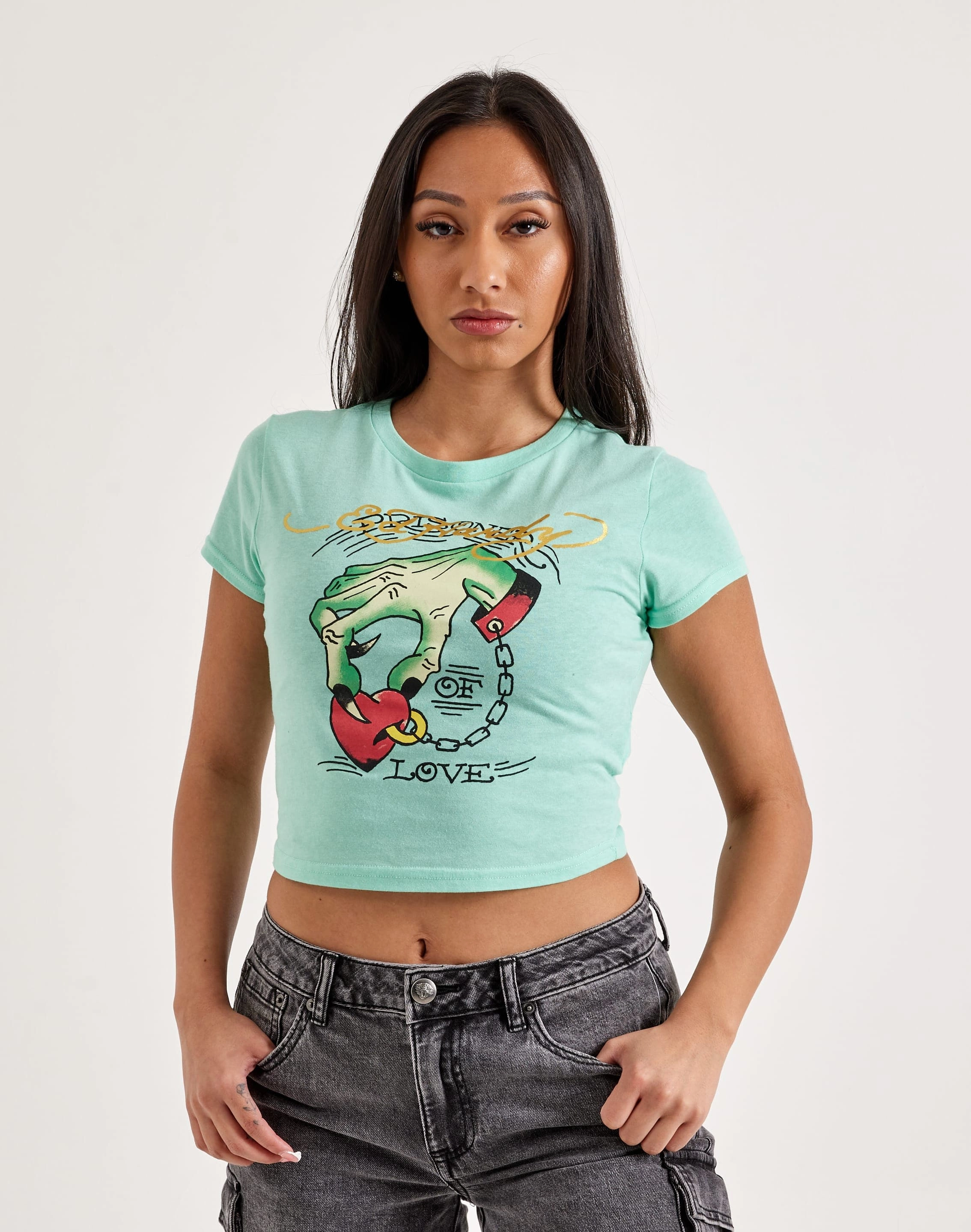 Ed Hardy Heart Hand Baby Tee Formal wear selections Fashion trends by region