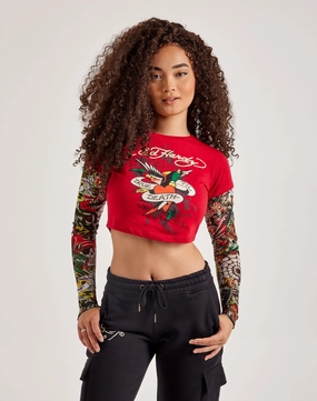 Ed Hardy Mesh True Eagle Tattoo Long-Sleeve Top Fashion shows Swimwear selections