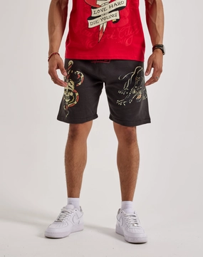 Ed Hardy Panther Skull Fleece Shorts Vintage - inspired fashion Trendy gear