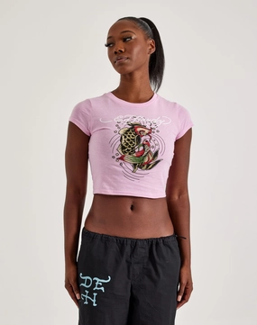 Ed Hardy Rhinestone Koi Fish Baby Tee Sustainable fashion Quality apparel