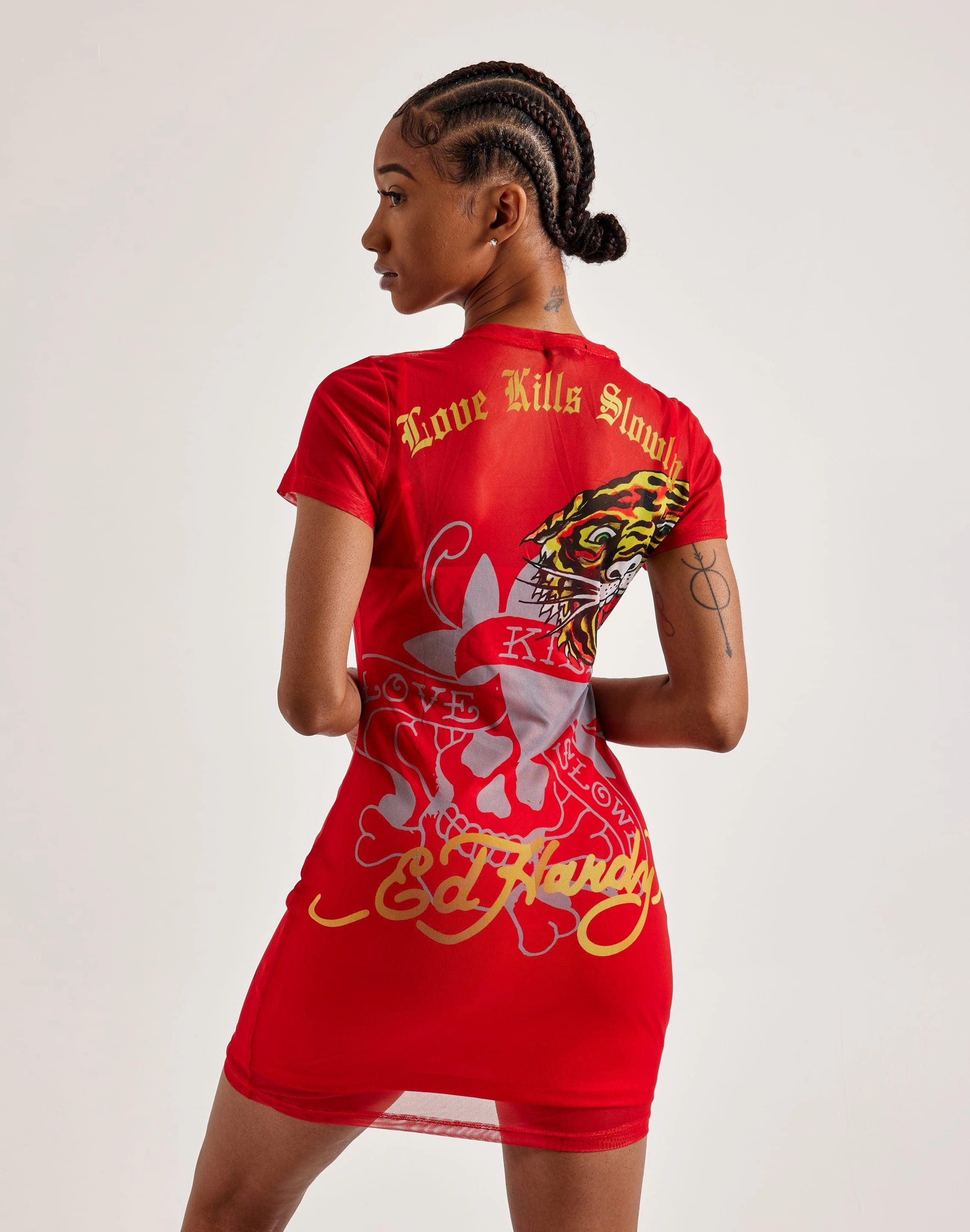 Ed Hardy Skull Dagger Mesh Tee Dress Fashion essentials