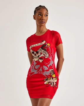 Ed Hardy Skull Dagger Mesh Tee Dress Fashion essentials Casual wear options