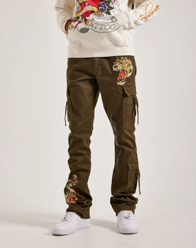 Ed Hardy Tiger Snake Stacked Cargo Pants Comfortable apparel Vintage - inspired fashion