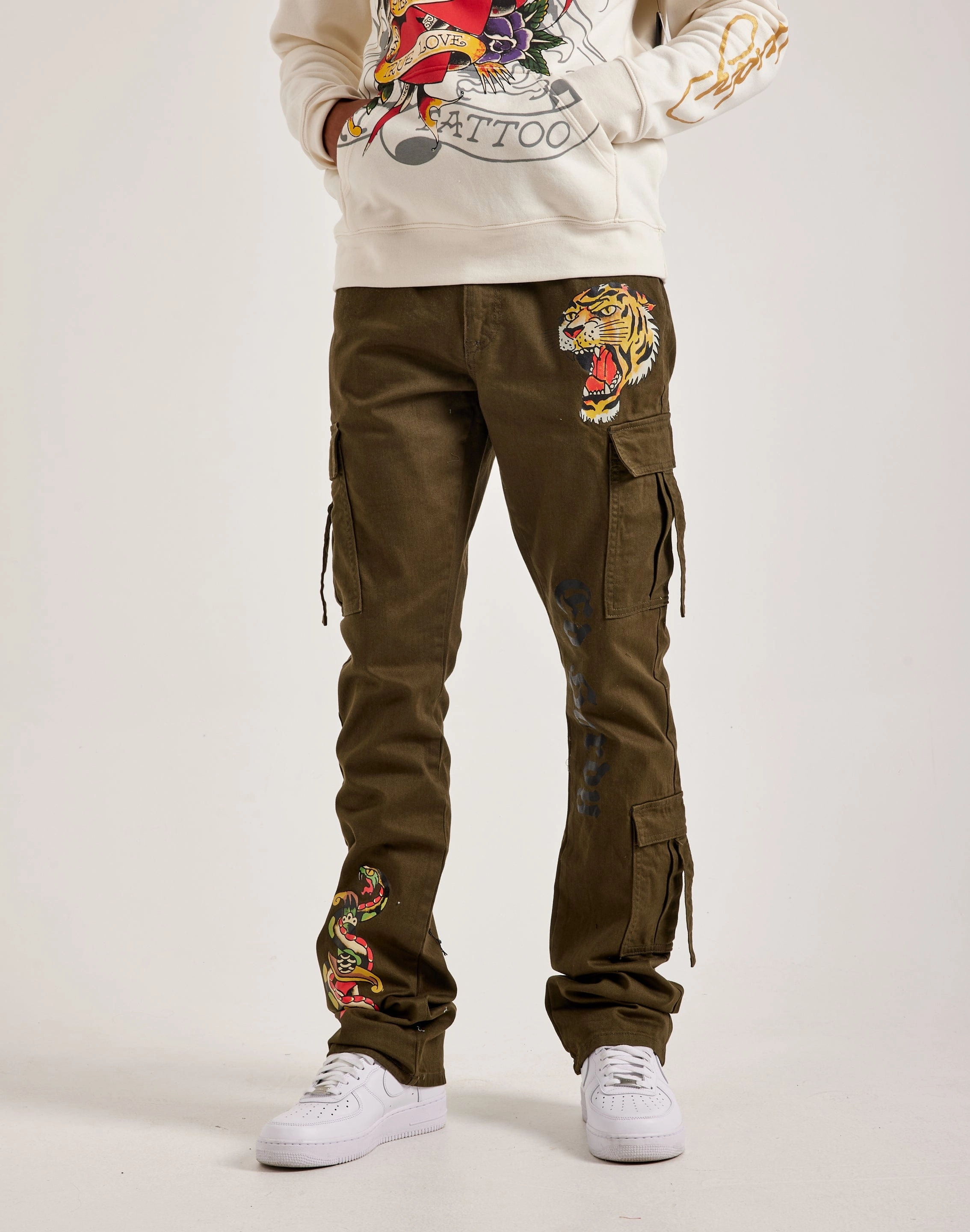 Stylish products Ed Hardy Tiger Snake Stacked Cargo Pants Fashion technology