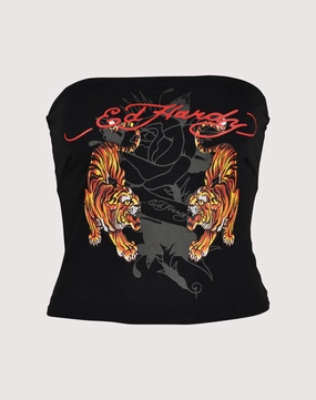 Ed Hardy Tiger Tube Black Top Fashion culture Quality apparel