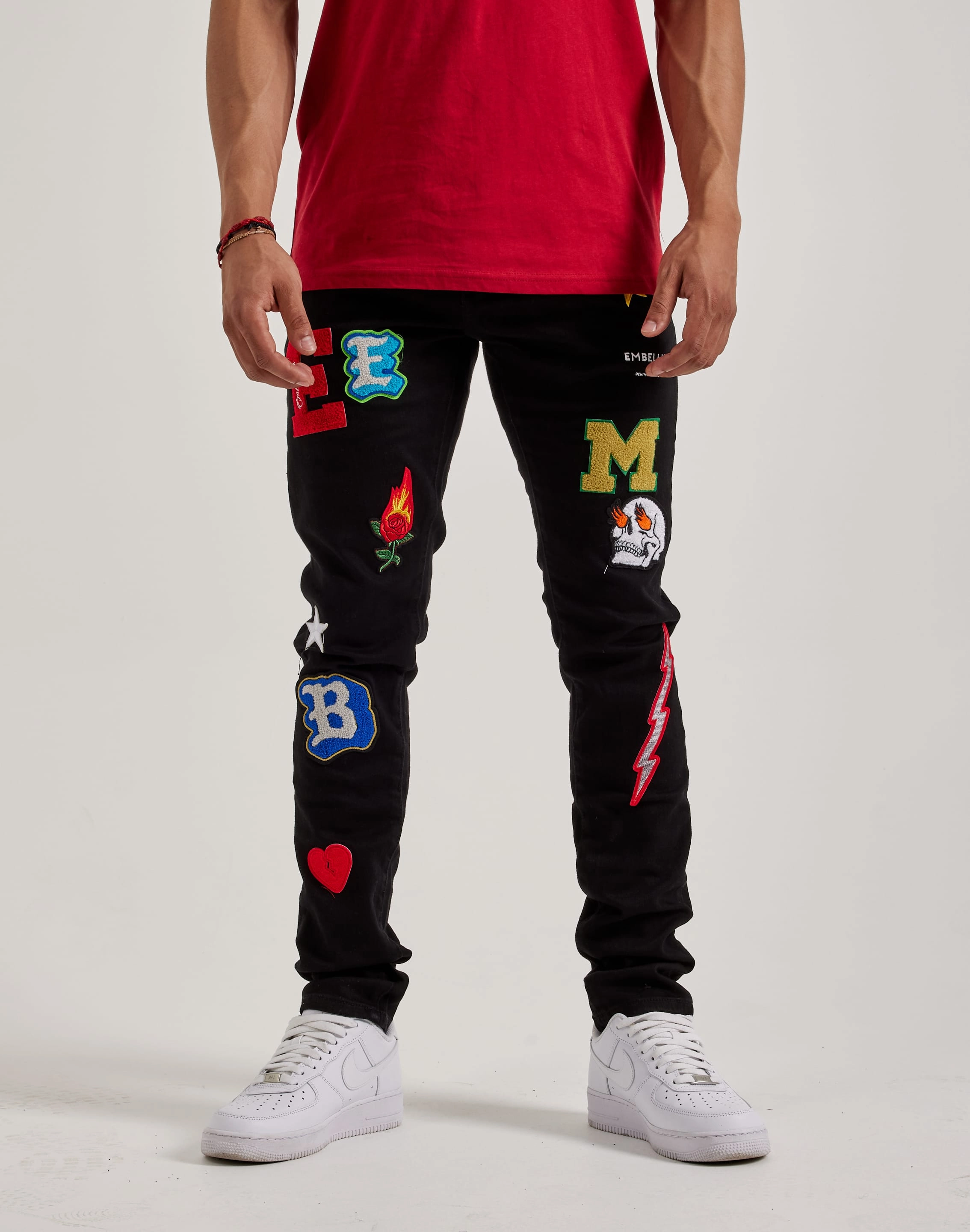 Embellish Nyc Animated Letters Denim Jeans Denim - based fashion Polyester - used fashion