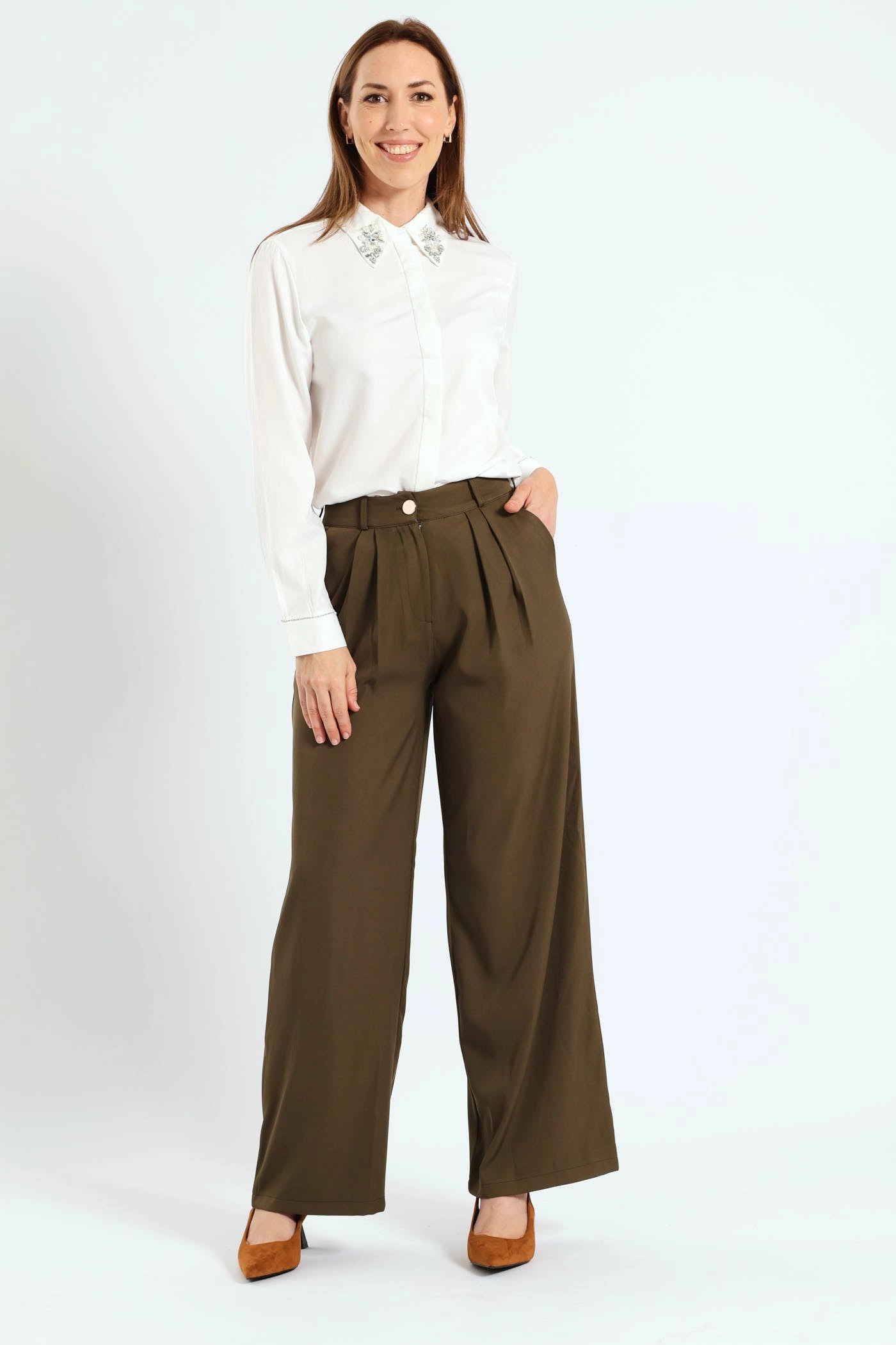 Embellished Collar Shirt - Cream Ethical fashion choices Fashion trends by region