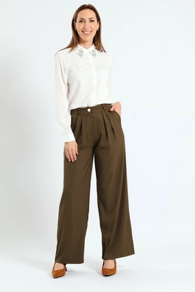 Embellished Collar Shirt - Cream Recycled fashion materials Everyday wear
