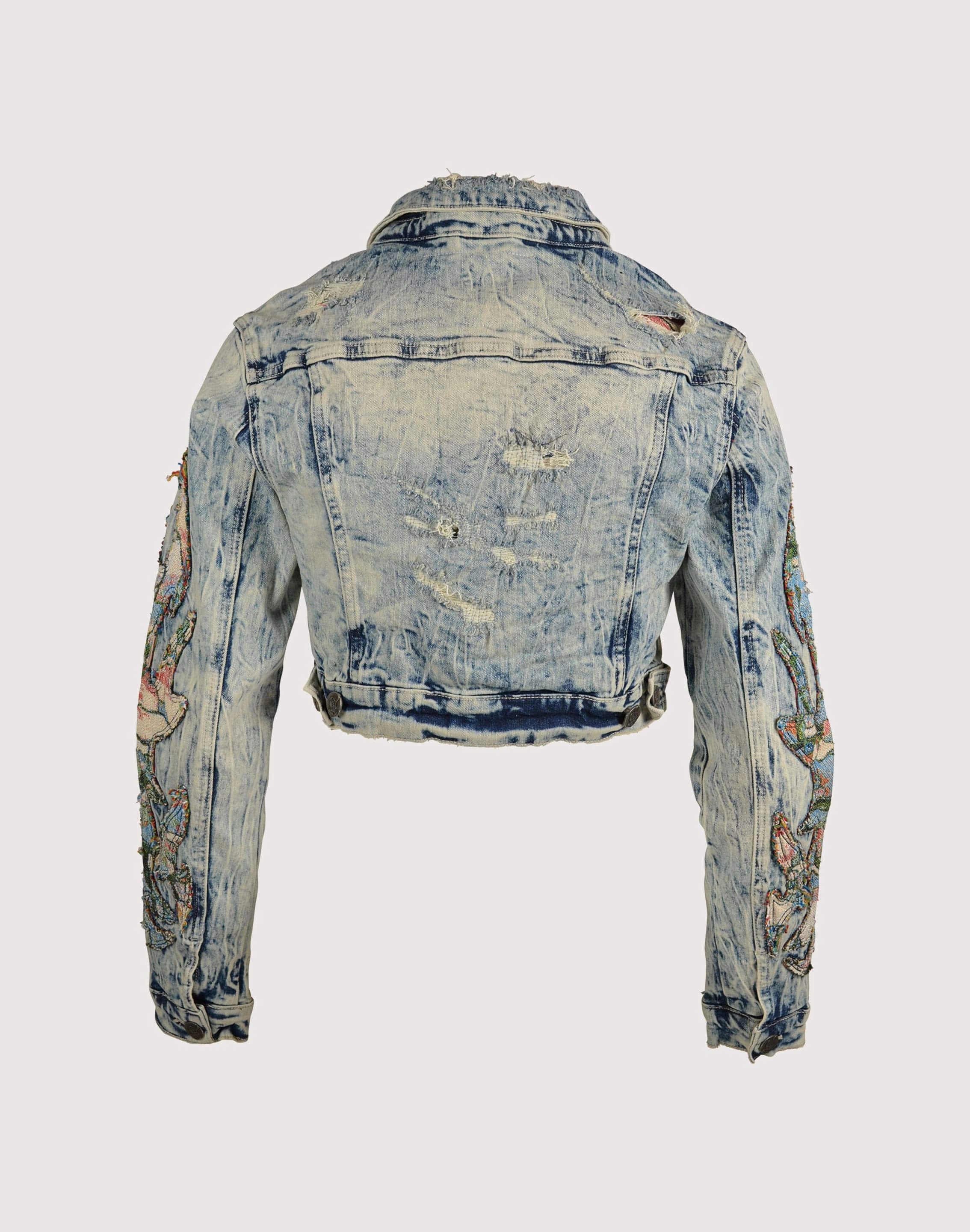 Embroidered fashion Grindhouse Denim Flame Jacket