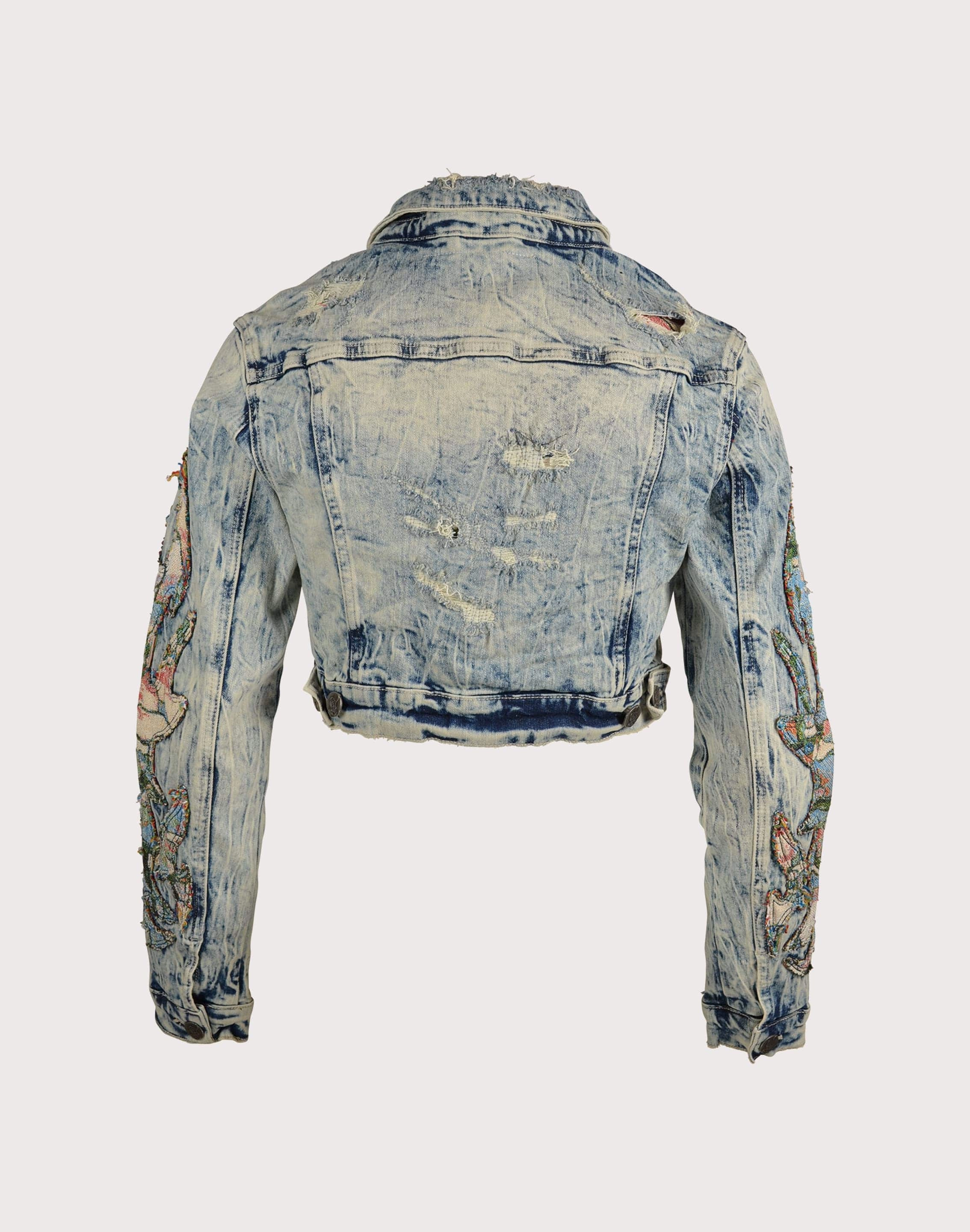 Embroidered fashion Grindhouse Denim Flame Jacket