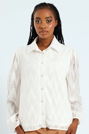 Ethical fashion choices Textured Clip Spot Shirt - Cream Activewear gear