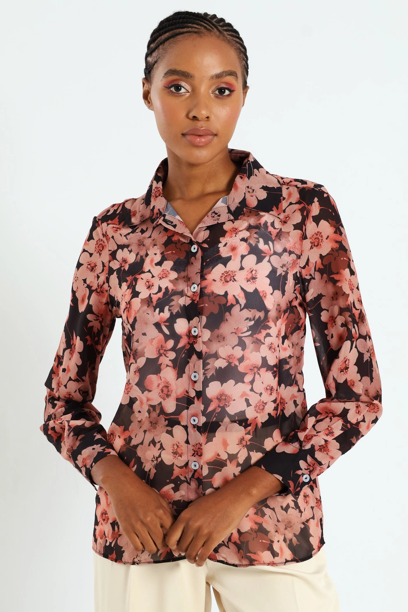 Polyester - used fashion Rosy Chiffon Shirt - Black Fashion brands