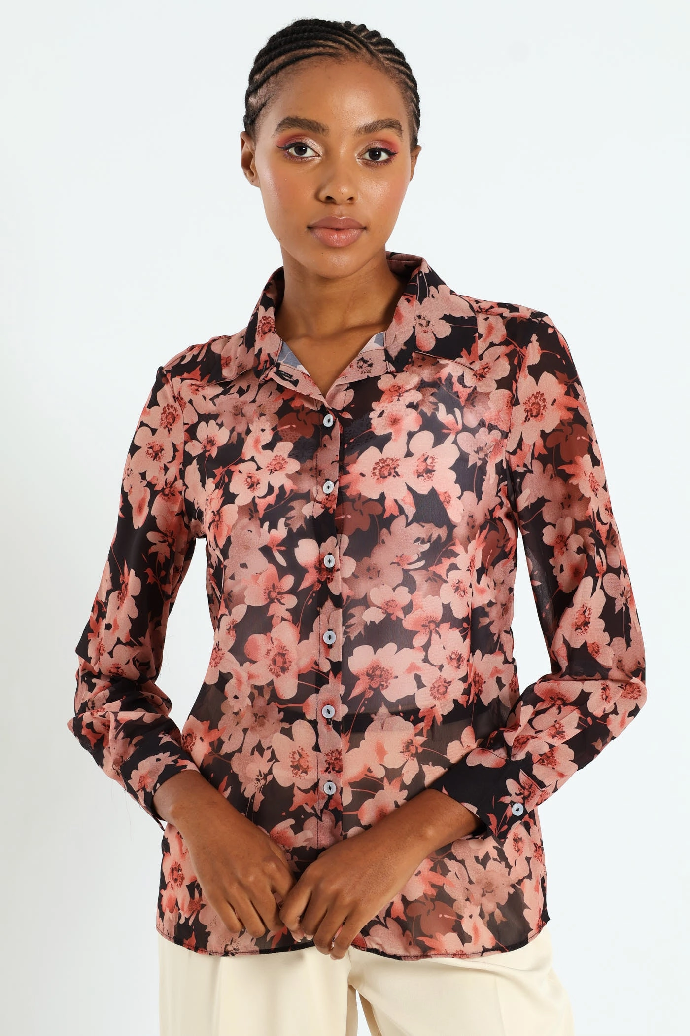 Rosy Chiffon Shirt - Black Cotton - made fashion Affordable fashion