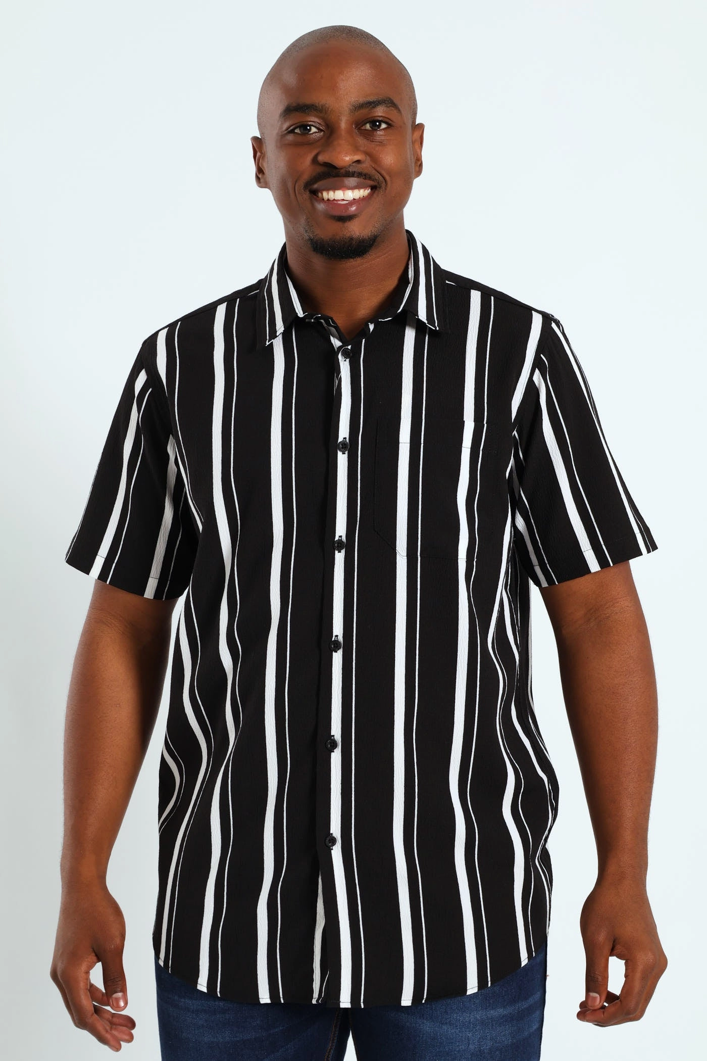 Seersucker Stripe Shirt - Black Fashion advice Fashion influencers' recommendations