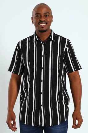 Fashion accessories Seersucker Stripe Shirt - Black Military - inspired fashion