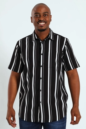 Fashion accessories Seersucker Stripe Shirt - Black Military - inspired fashion
