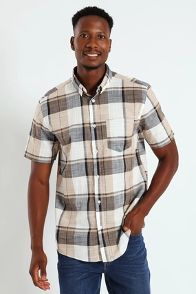 Fashion archives Button Down Slub Check Shirt - White Fashion culture