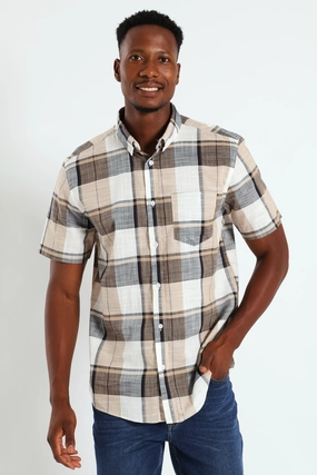 Fashion archives Button Down Slub Check Shirt - White Fashion culture
