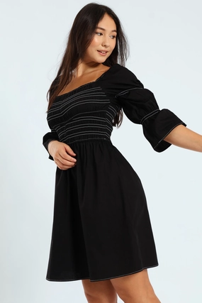 Fashion bloggers' picks 3/4 Center Stitch Smocked Mini Dress Fashion collections