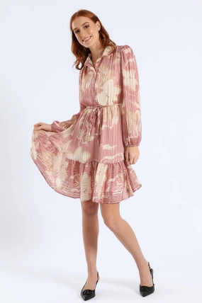 Fashion brands Button Through Tiered Floral Tea Dress - Pink Fashion collections
