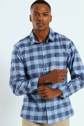 Fashion care (washing, ironing, etc.) Long Sleeve Check Shirt - Blue Fashion events