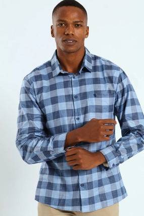 Fashion care (washing, ironing, etc.) Long Sleeve Check Shirt - Blue Fashion events