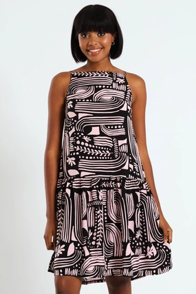 Fashion catalog Hi-Neck Drop Waist Mini Dress Denim - based fashion
