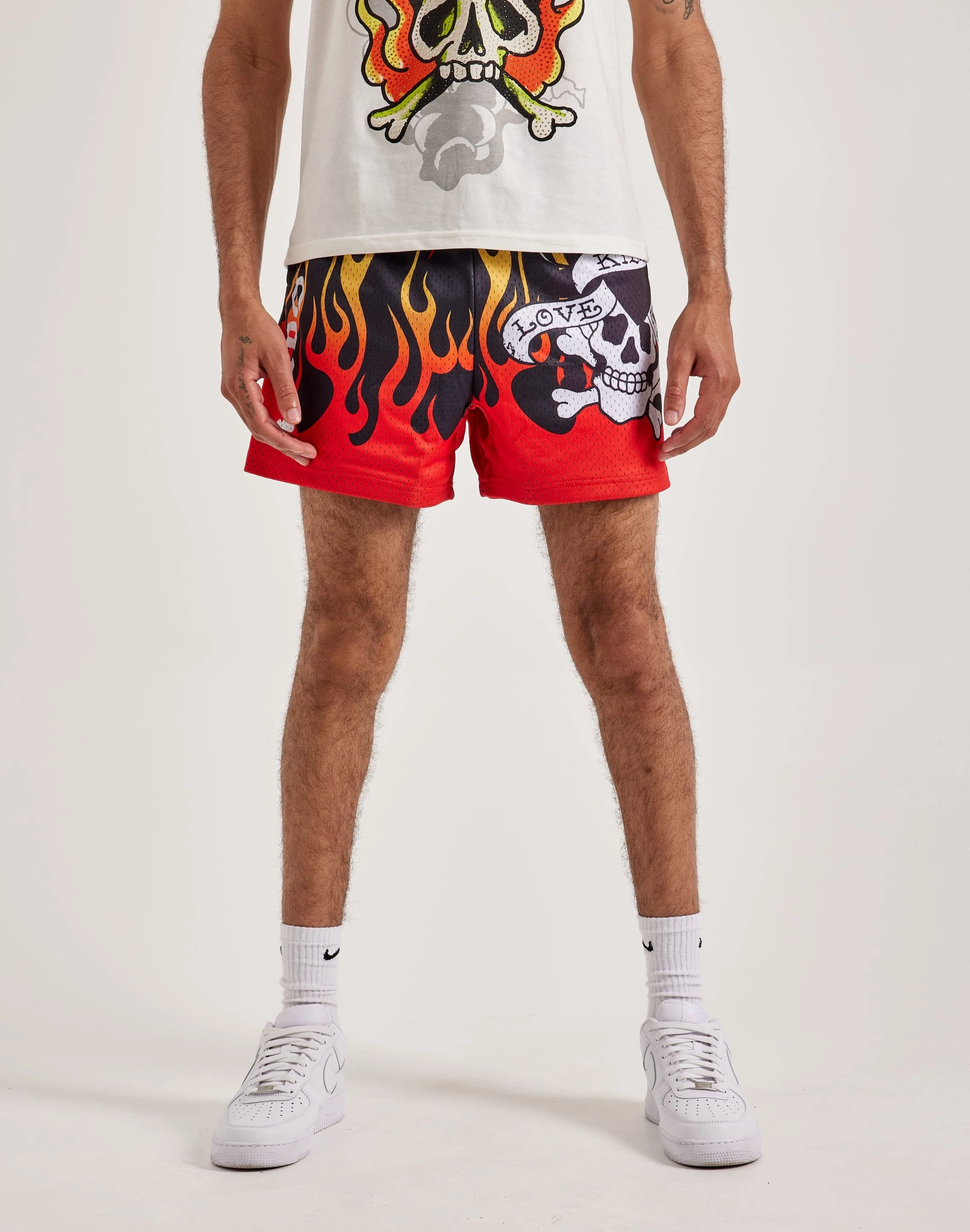 Fashion customization Ed Hardy Fire Skull Mesh Shorts