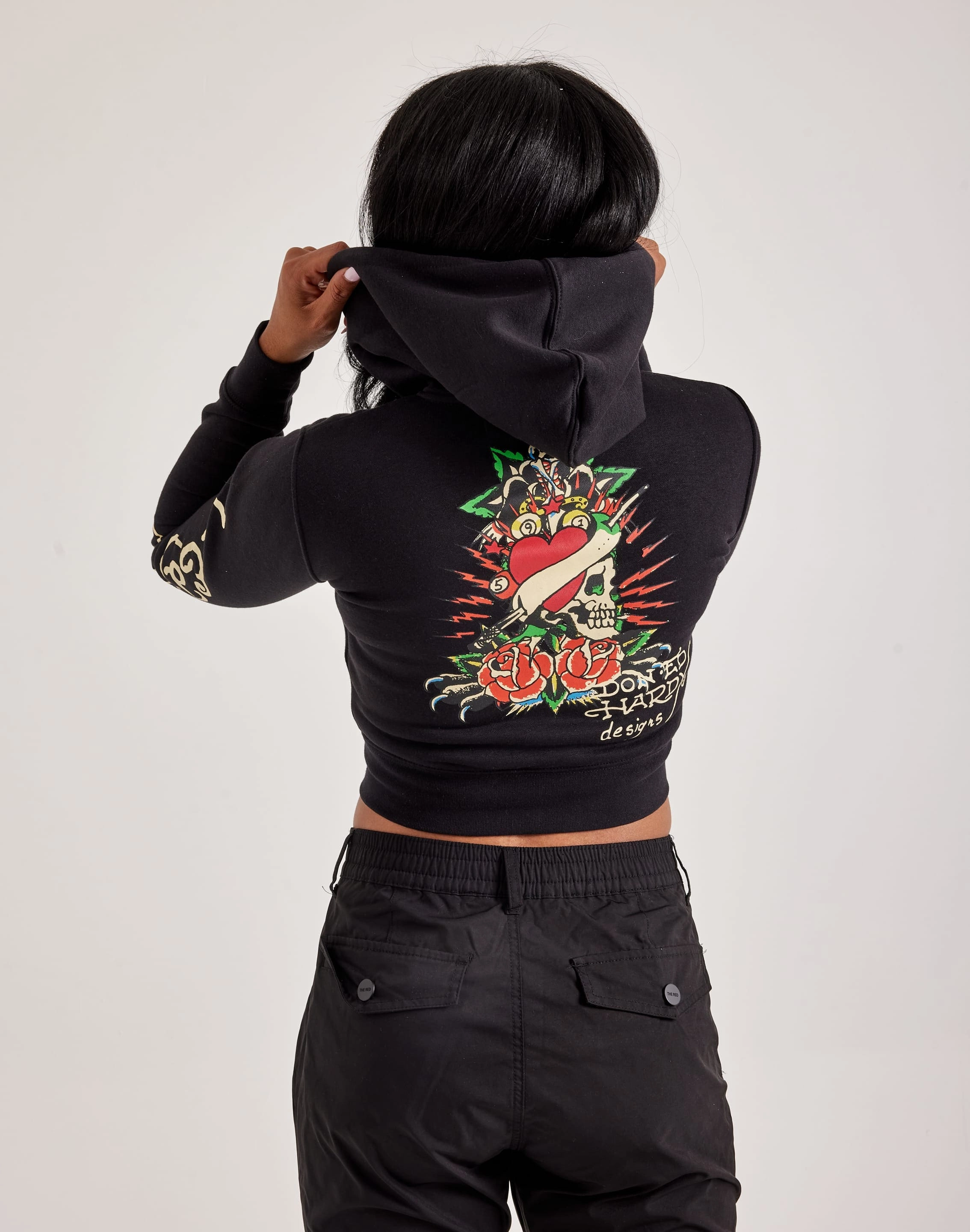 Fashion customization Ed Hardy Rose Skull Full-Zip Fleece Hoodie