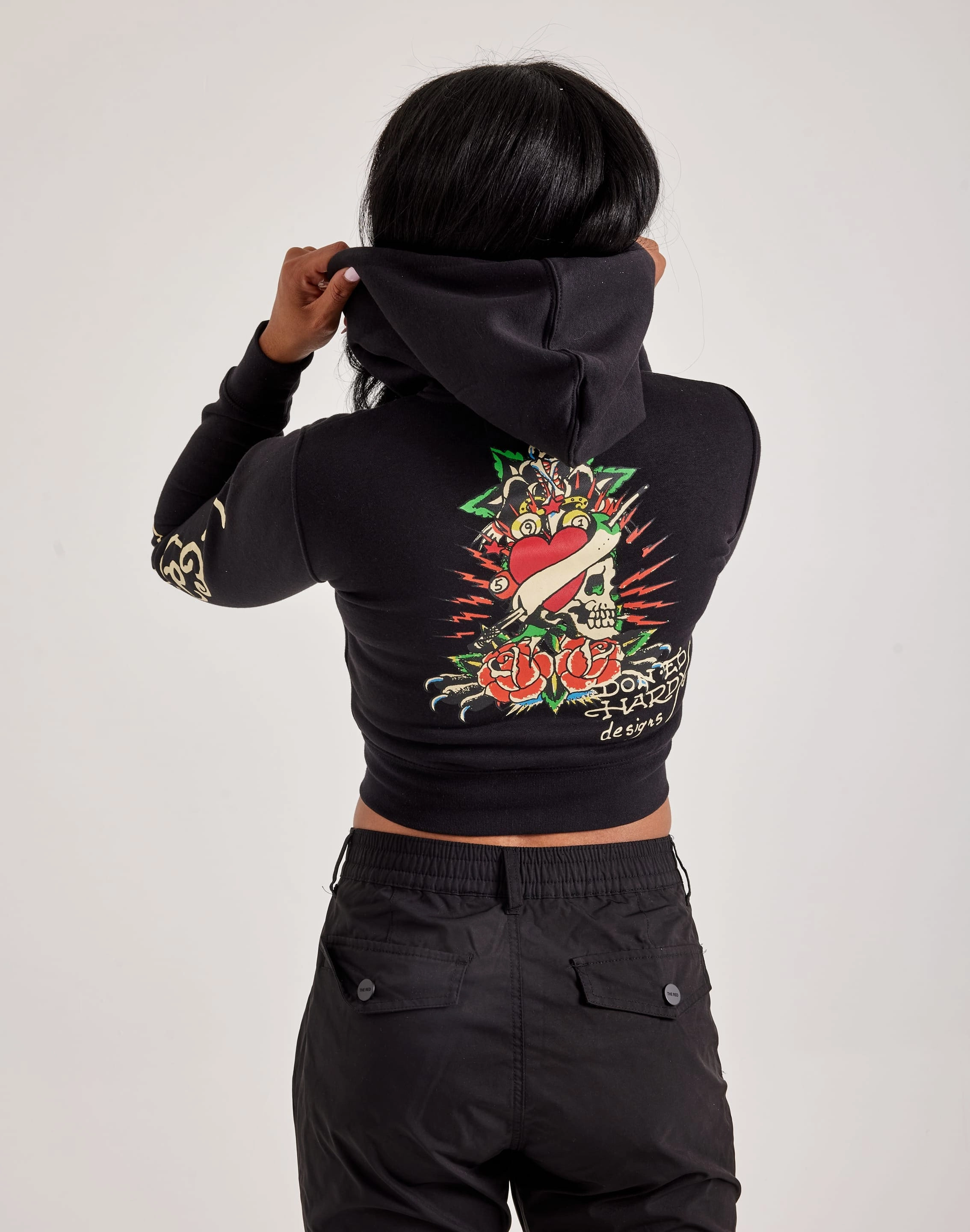 Fashion customization Ed Hardy Rose Skull Full-Zip Fleece Hoodie