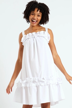 Fashion customization Girls Drop Tier Frilly Dress - White Popular fashion picks